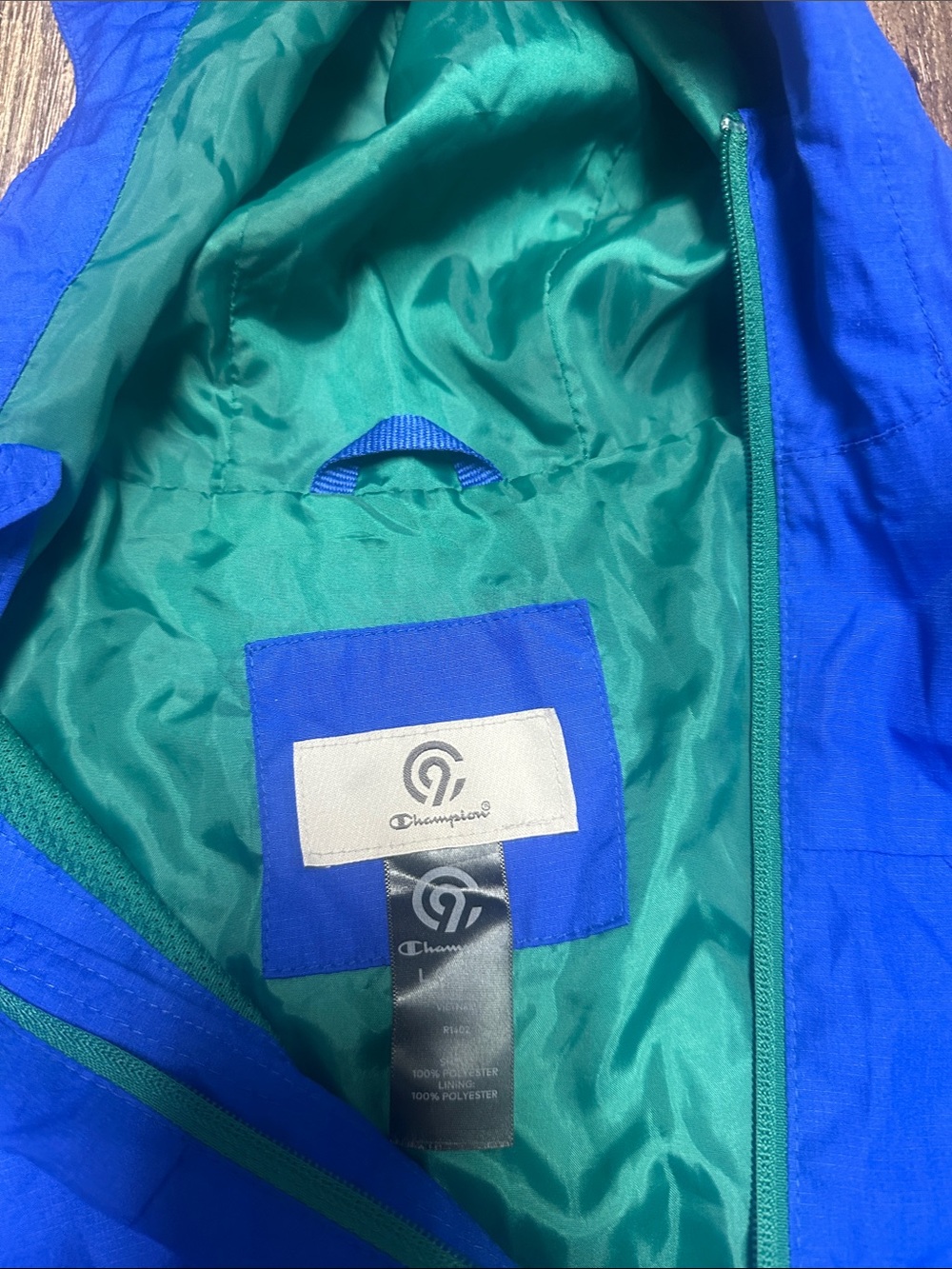 Champion Boys Blue Jacket with Green Lining